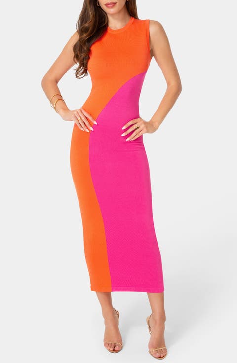 Colorblock Sleeveless Maxi Sweater Dress