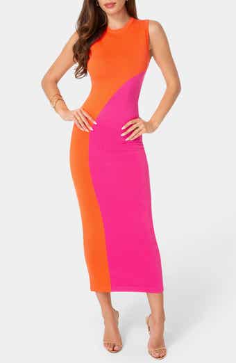 bebe Colorblock Sleeveless Maxi Sweater Dress