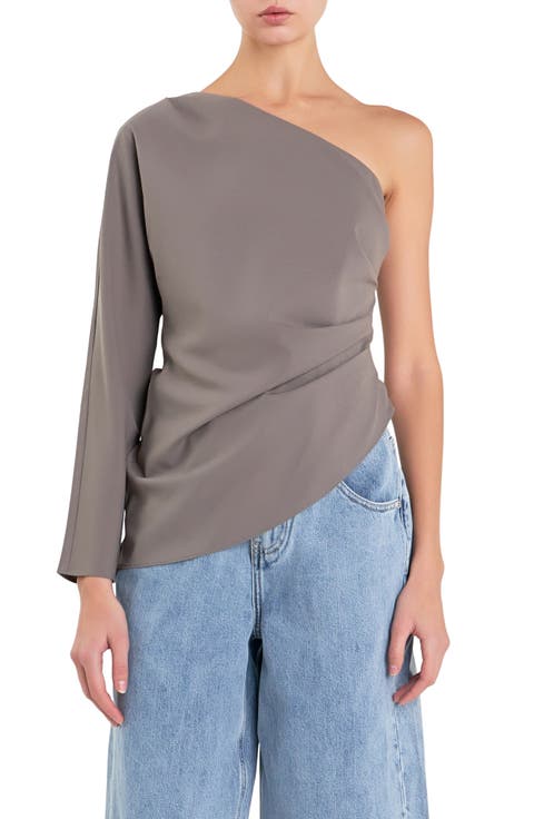 Gathered One-Shoulder Asymmetric Top