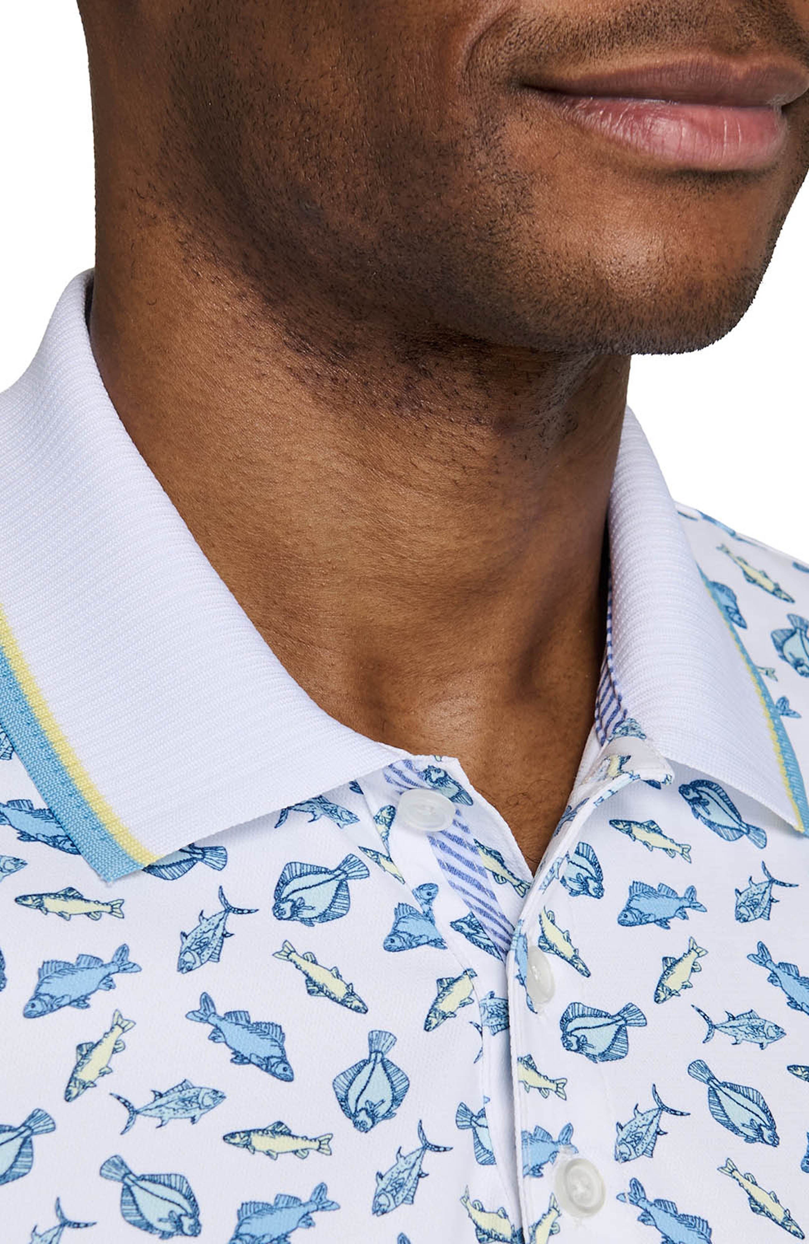 CONSTRUCT Slim Fit Gone Fishing Polo Short Sleeve Shirt (Men) | Nordstrom