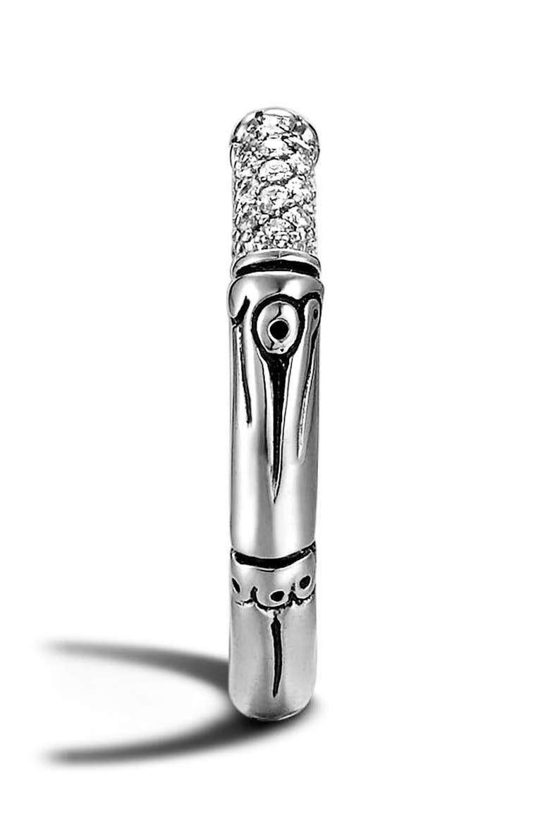 'Bamboo' Pavé Diamond Ring, Alternate, color, STERLING SILVER