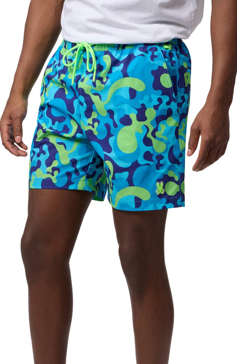 Psycho Bunny Gerry Print Swim Trunks, Main, color,