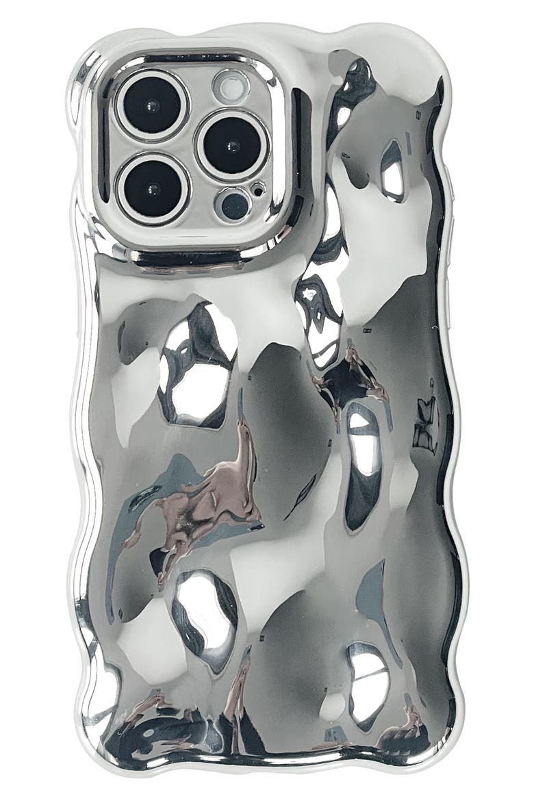 Chrome Bubbles iPhone 15 Pro Case, Main, color, SILVER