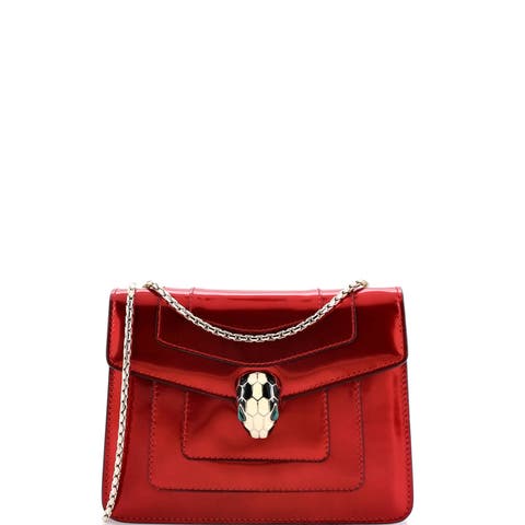 Serpenti Forever Square Shoulder Bag Metallic Leather Small