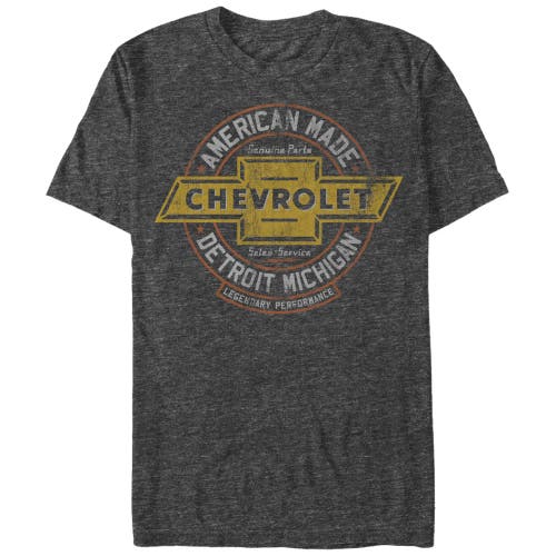 Men's General Motors American Made Distressed Logo  Graphic T-Shirt in Charcoal Heather  product