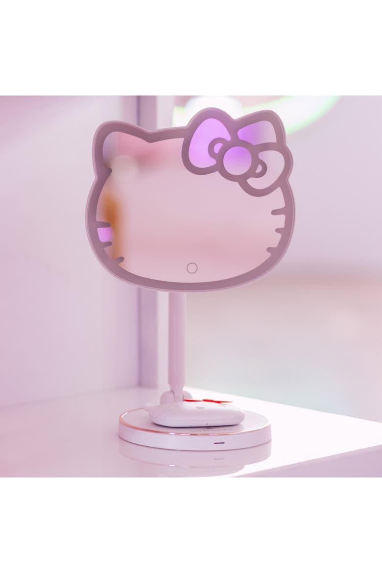 Hello Kitty LED Rechargeable Makeup Mirror and Wireless Compact Bundle, Alternate, color, White