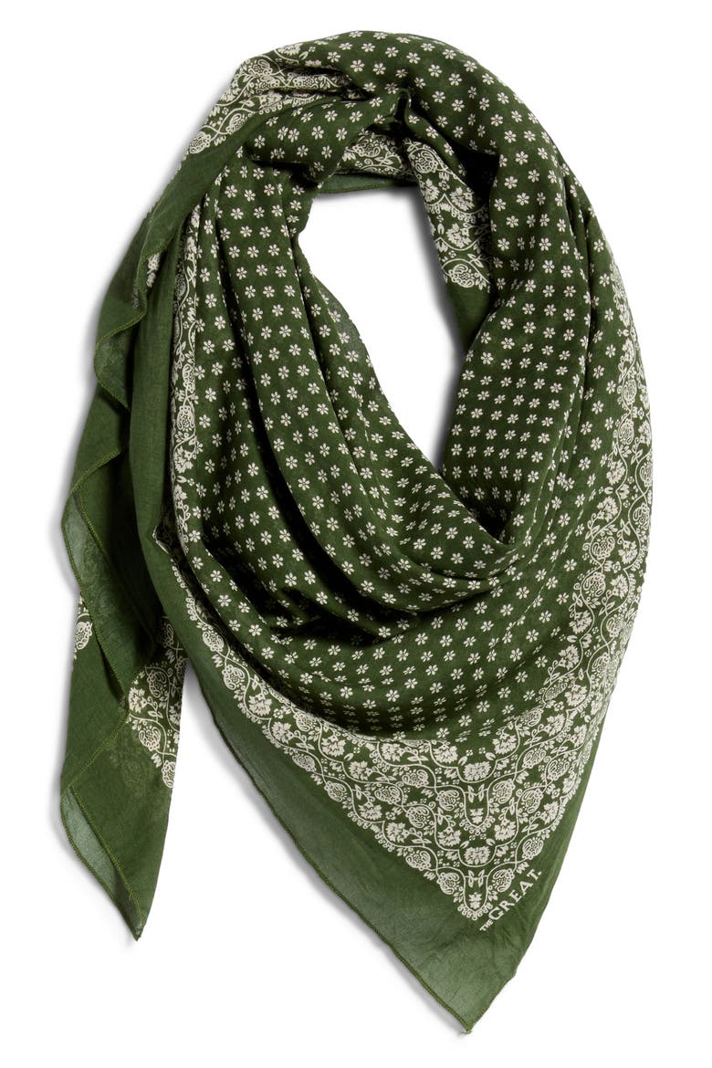 The Big Cotton Bandana Scarf, Alternate, color, ARMY