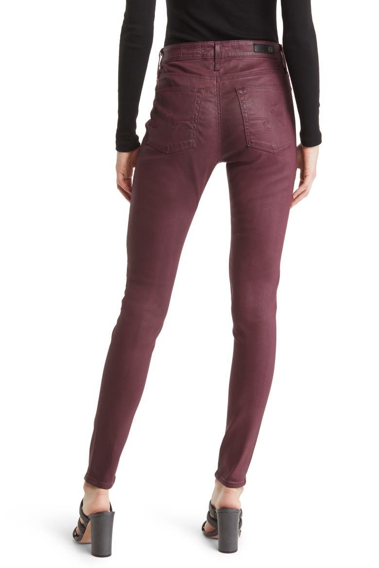 The Farrah High Rise Skinny Jeans, Alternate, color, LEATHERETTE LIGHT MAROON PEAK