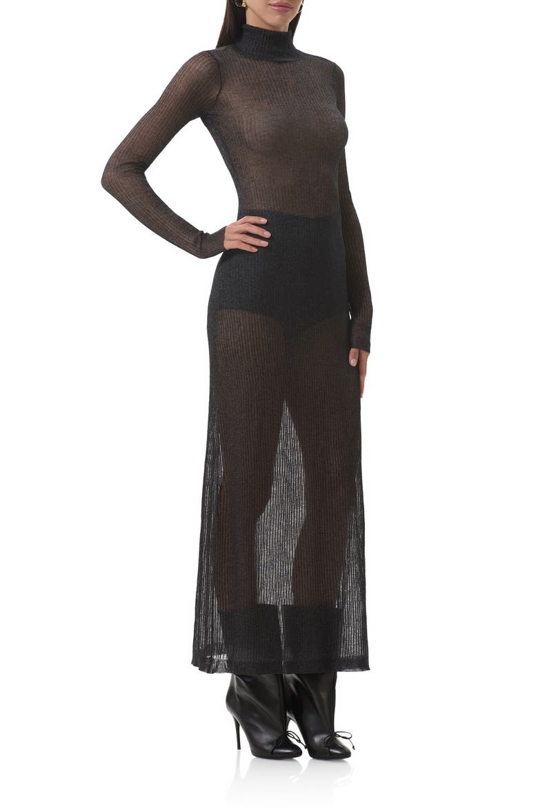 Vilas Long Sleeve Sweater Dress with Shorts, Alternate, color, NOIR