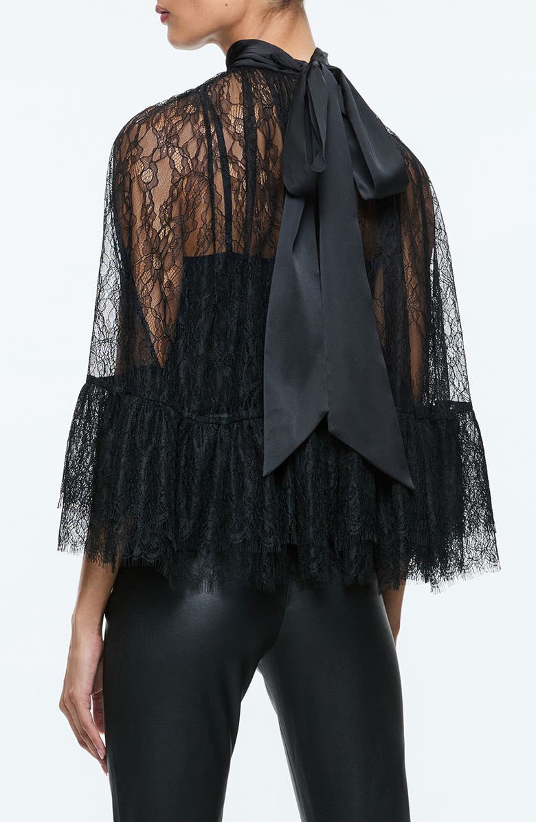 Alice + Olivia Zenon Sheer Lace Cape Top, Alternate, color, 