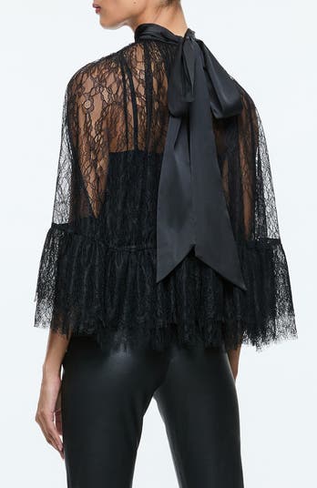 Zenon Sheer Lace Cape Top