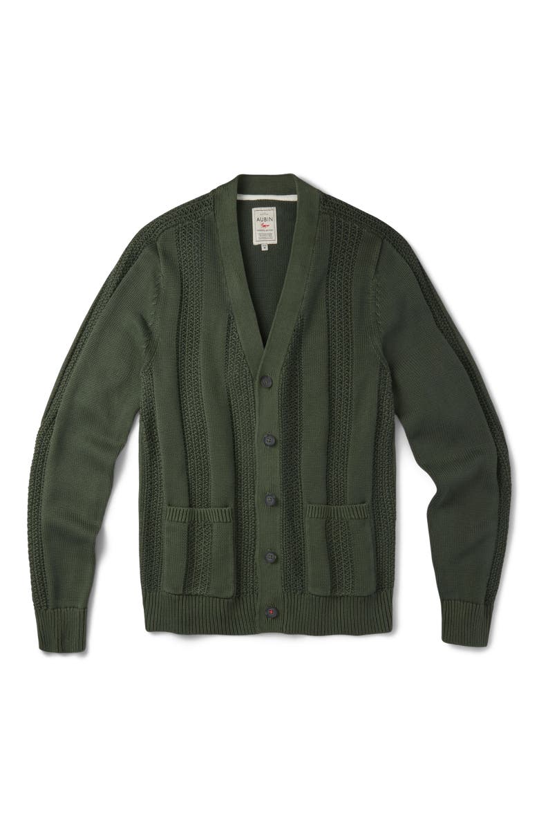 Aubin Lister Stitch Detail Cardigan, Alternate, color, Khaki