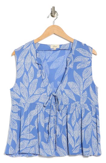 Elan Stripe Tie Front Cover-up Tank In Blue