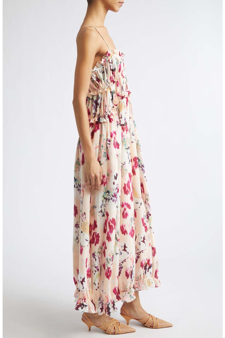 Clove Floral Tiered Silk Chiffon Dress, Alternate, color, SUMMER GARDEN