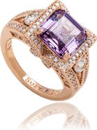SUZY LEVIAN Asscher Cubic Zirconia Engagement Ring