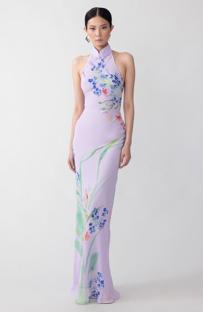 SAU LEE Gillian Halter Gown, Alternate, color, Lavender Multi