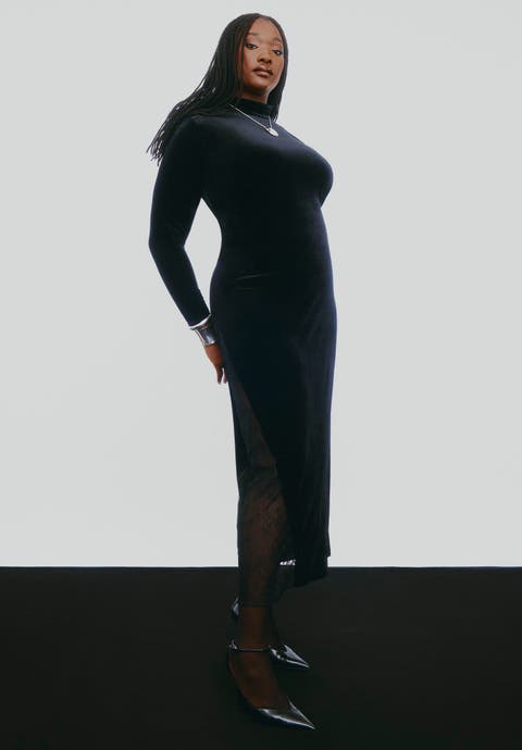 Velvet And Lace Maxi Dress (Plus Available)