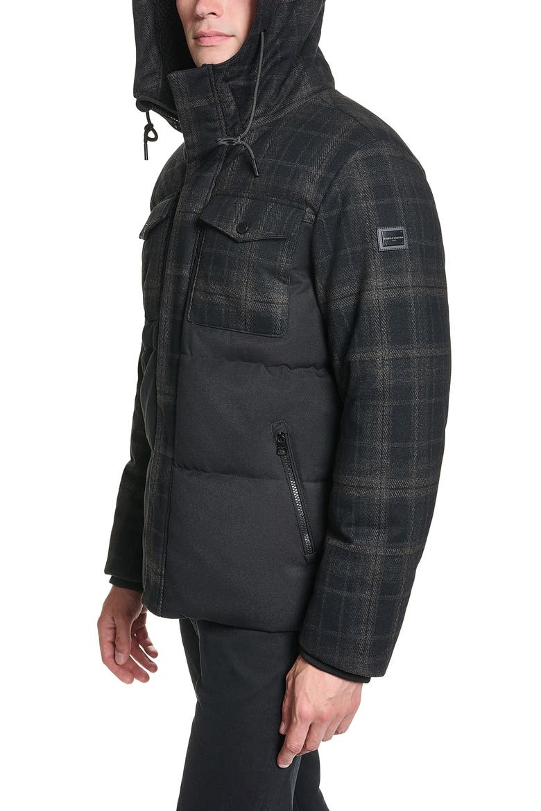 Mixed Media Hooded Jacket, Alternate, color, BLACK COMBO