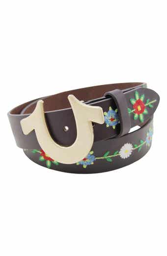 True Religion Horseshoe Buckle Gardenia Leather Belt