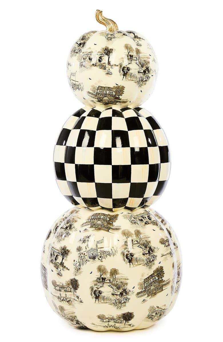 MACKENZIE CHILDS Black Toile Pumpkin Outdoor Trophy, Main, color, 