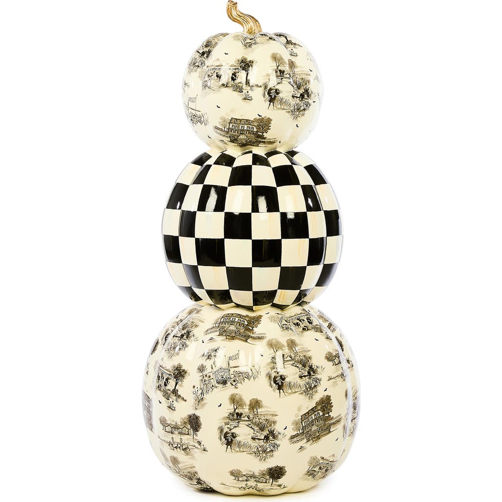 Mackenzie-childs Mackenzie Childs Black Toile Pumpkin Outdoor Trophy In Multi