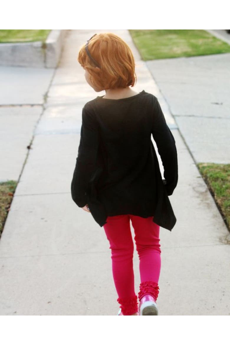 Girls Long Sleeve 100% Cotton Soft Jersey Shark Bite Tunic, Alternate, color, Candy Apple