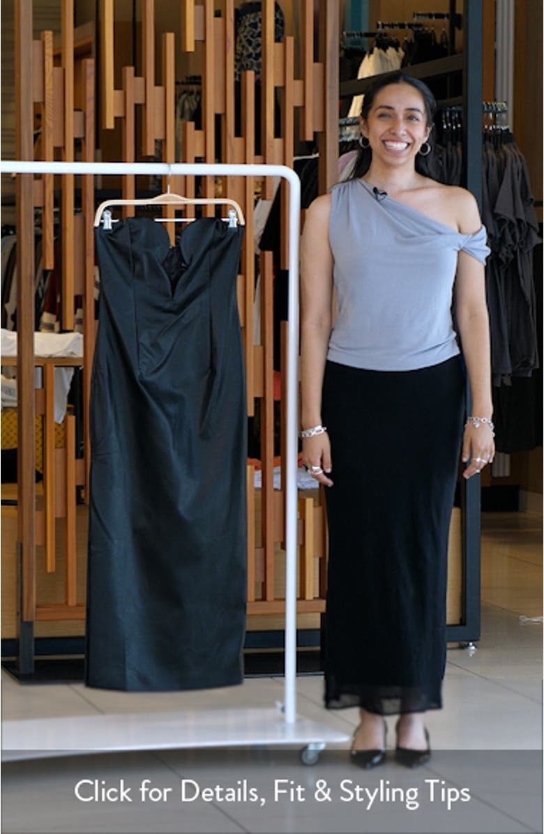 Eleni Strapless Plunge Neck Faux Leather Midi Dress, sales video thumbnail