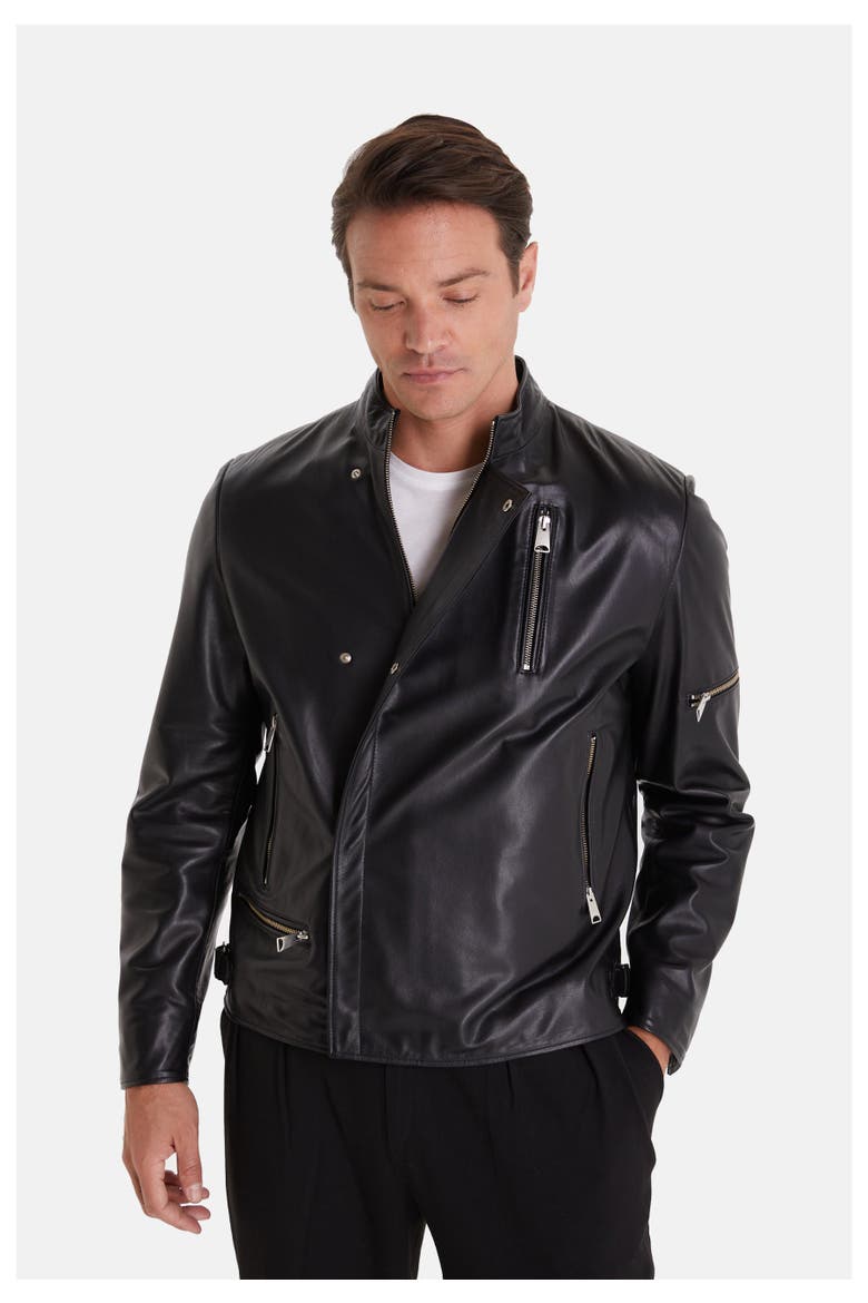 Tobias Leather Jacket, Alternate, color, Black
