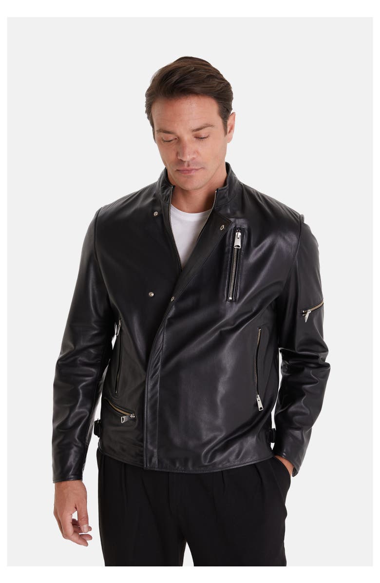 Furniq UK Tobias Leather Jacket, Alternate, color, Black