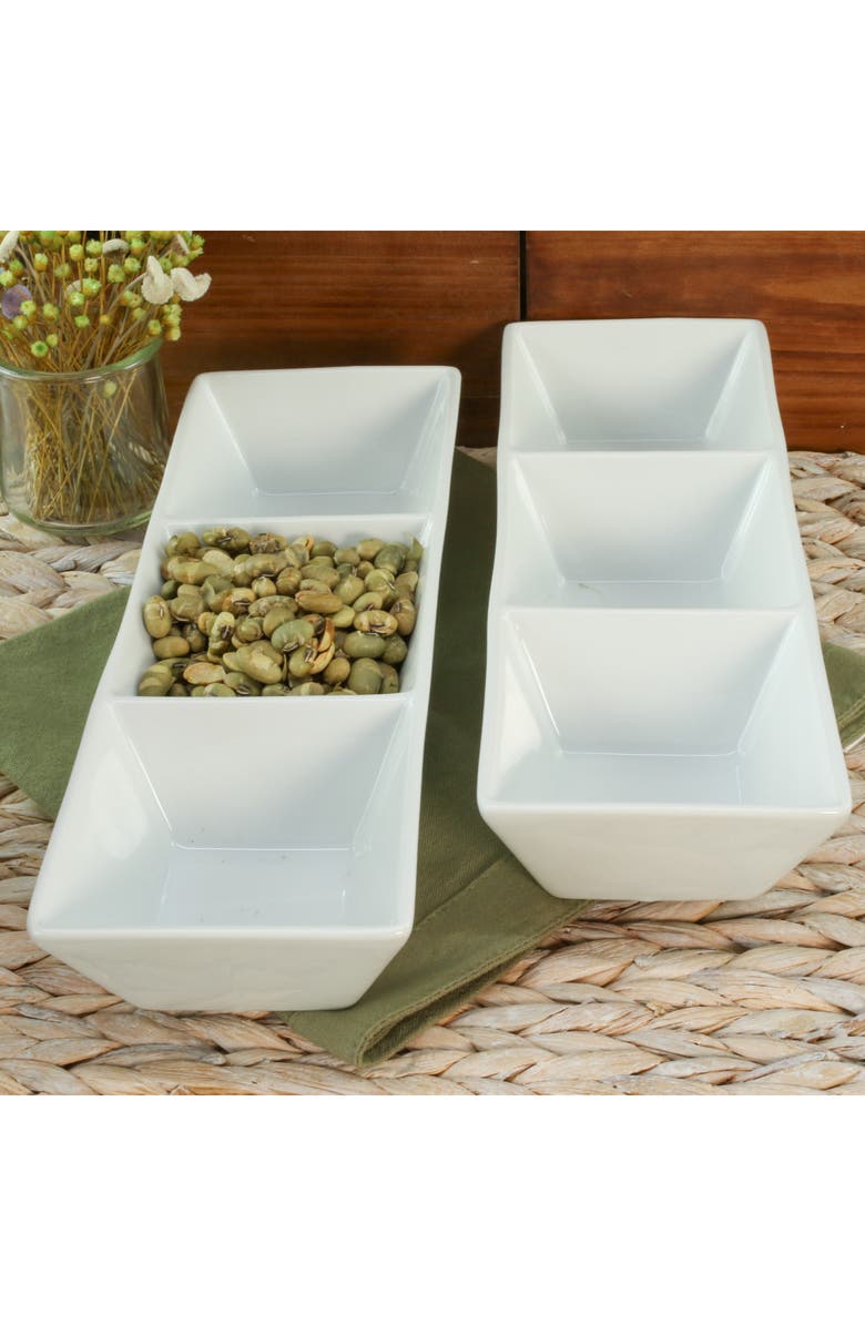 BIA Cordon Bleu Set of 2 3-Compartment Serving Bowls, Alternate, color, White