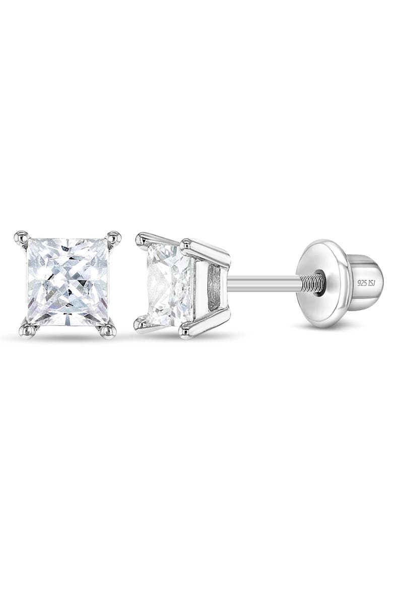 My First Princess Solitaire Earrings, Main, color, Silver