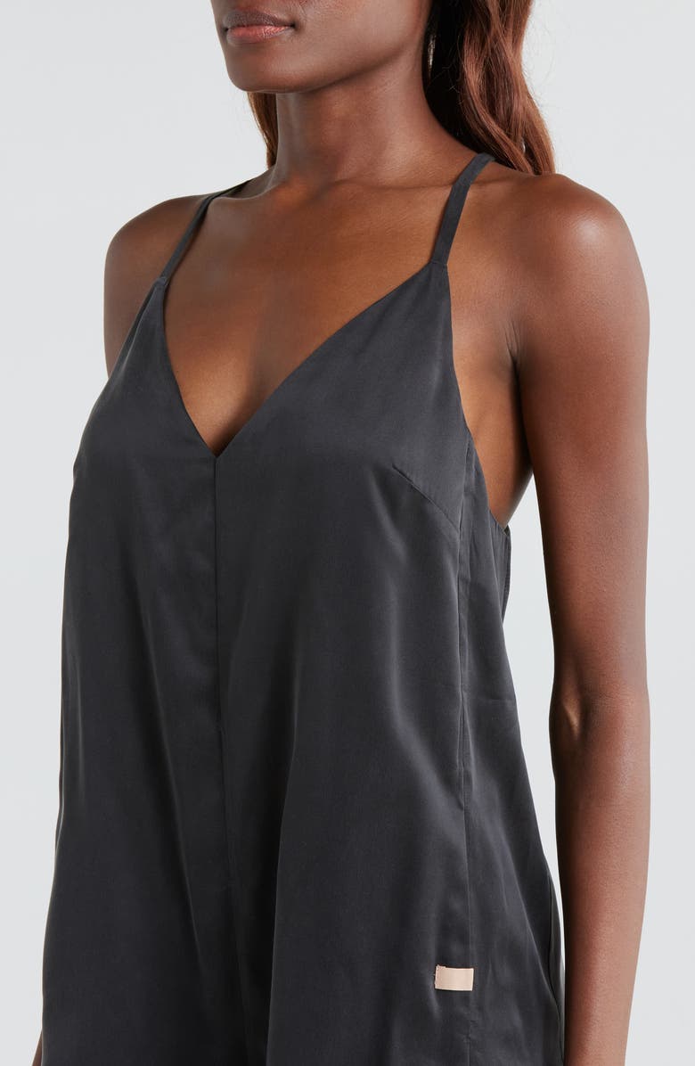 Lunya Washable Silk Pajama Romper, Alternate, color, Immersed Black