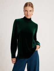 Finery London Clementine Velvet High Neck Top