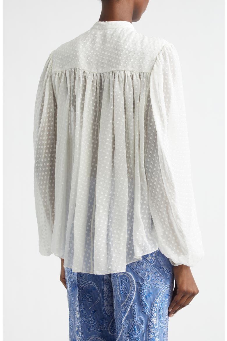 Pleated Silk Blend Shirt, Alternate, color, WHITE
