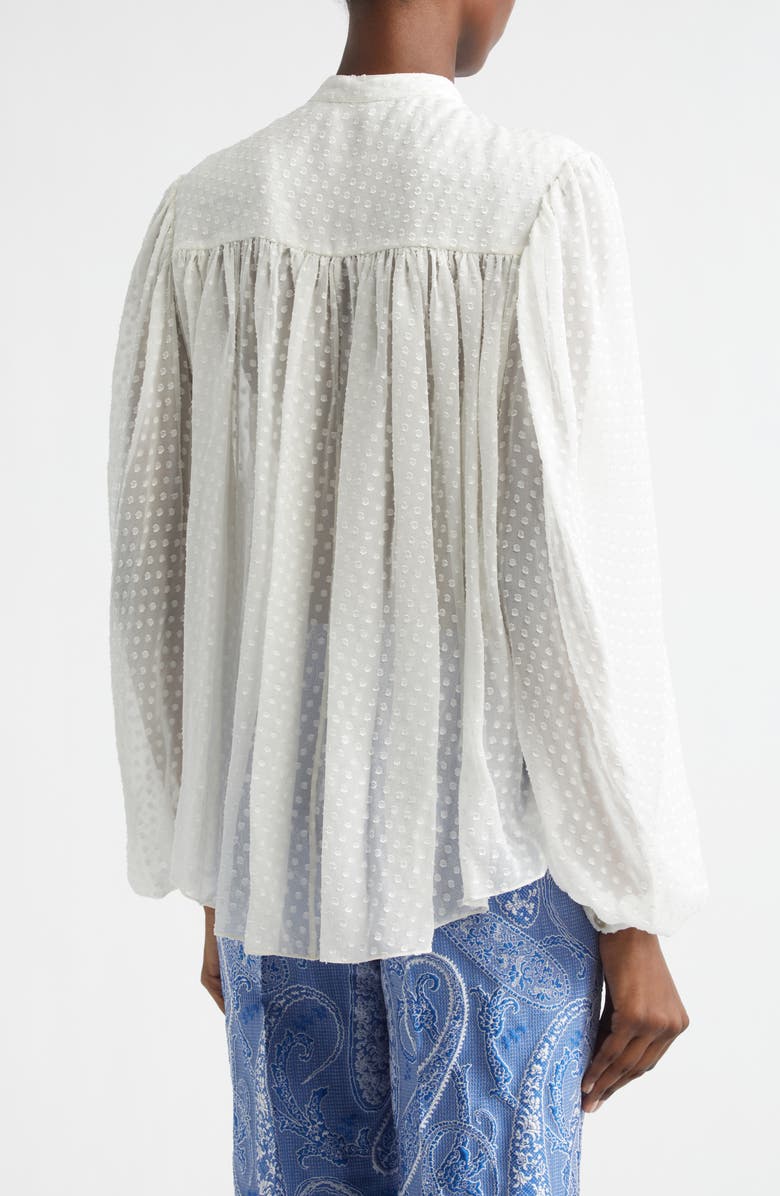 Etro Pleated Silk Blend Shirt, Alternate, color, White