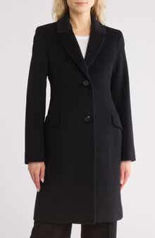 Fleurette Notch Lapel Wool Blend Coat
