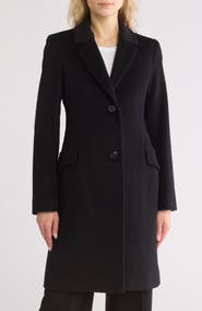 Fleurette Notch Lapel Wool Blend Coat