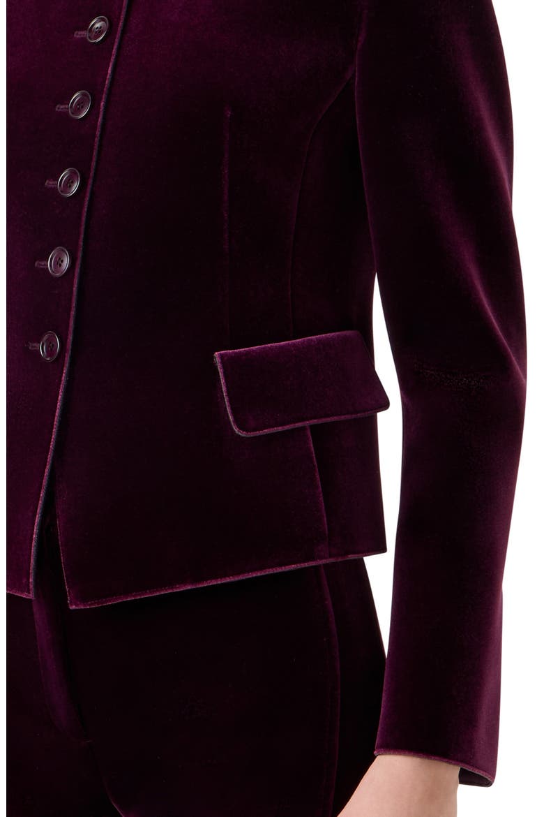 Deva Fitted Velvet Neoprene Jacket, Alternate, color, MERLOT RED