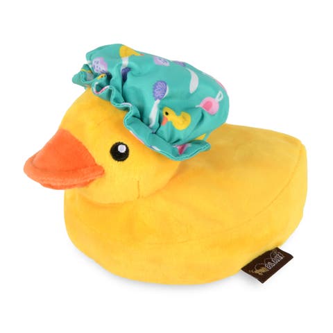 Splish Splash Bubbles The Duck, Plush Dog Toy, Squeaker & Crinkle Cap