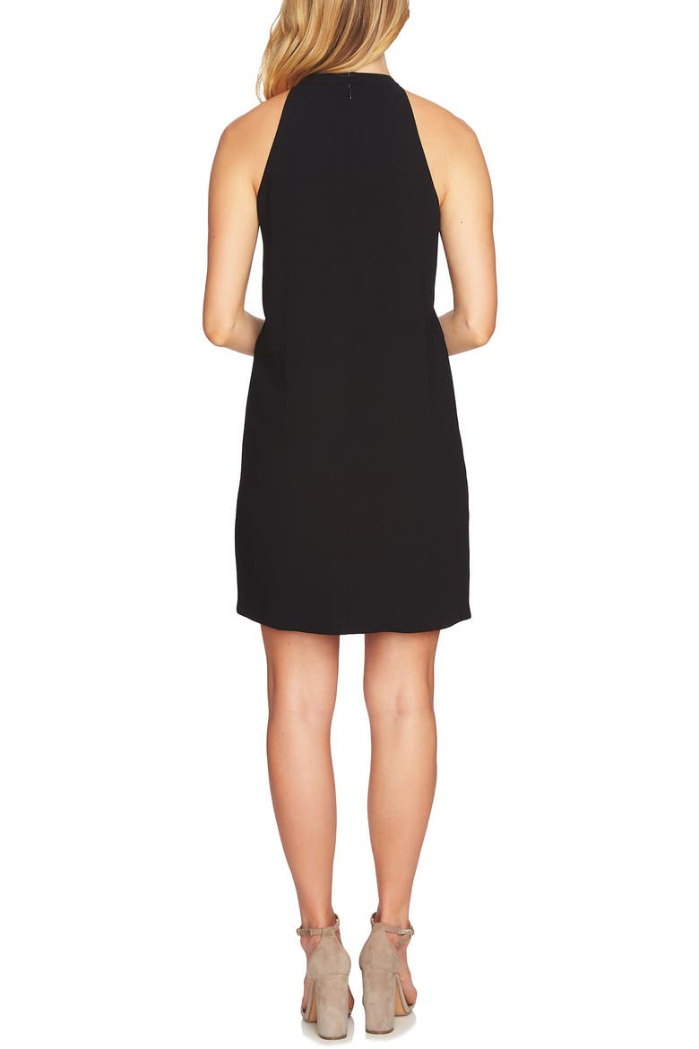 Scalloped Shift Dress, Alternate, color, RICH BLACK
