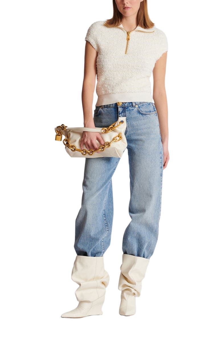 Balmain Tweed Top, Alternate, color, Beige