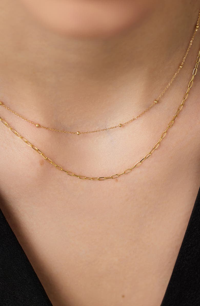 Ana Luisa Layered Necklace - Gold Paperclip & Satelitte Necklace, Alternate, color, 