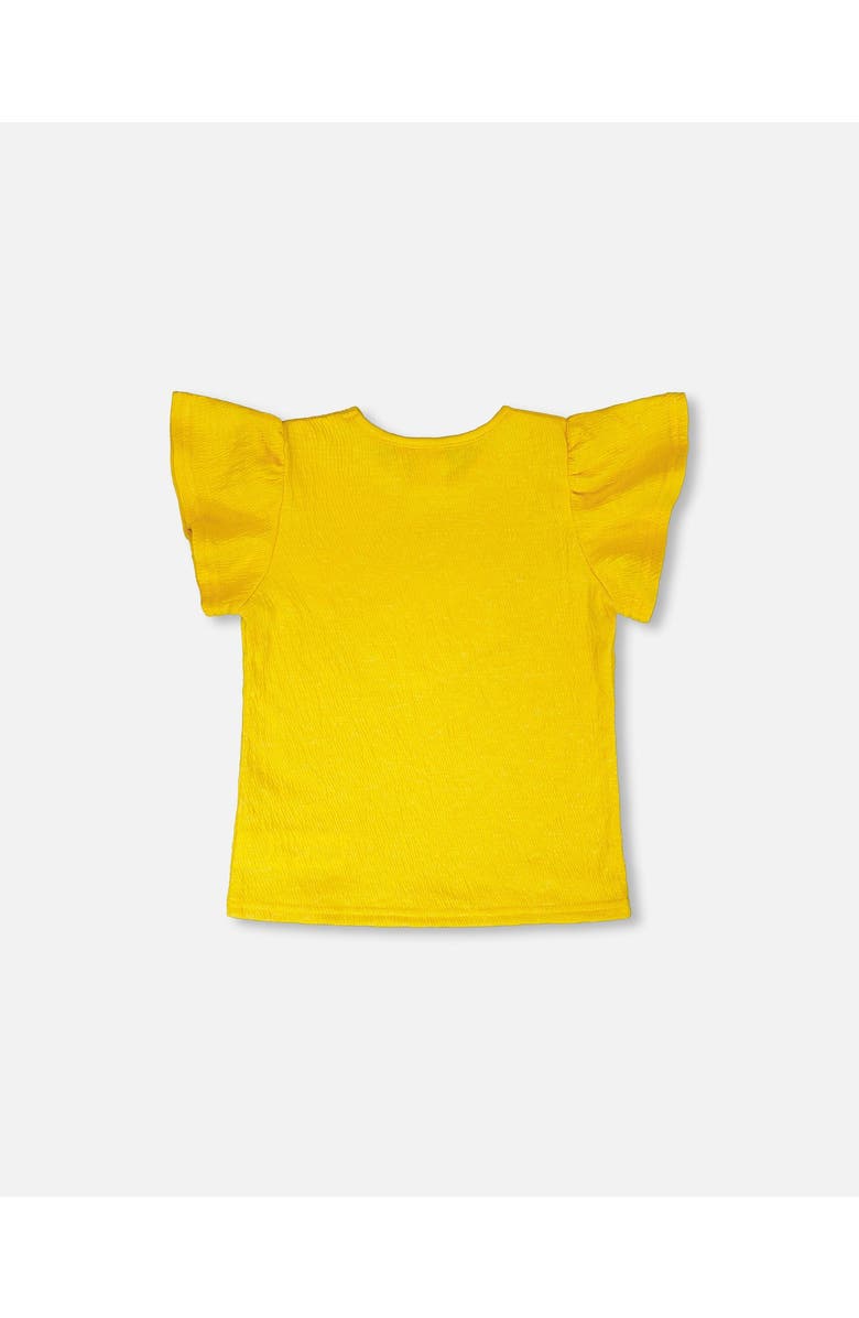 Deux par Deux Crinkle Jersey Short Sleeve Top, Alternate, color, Yellow