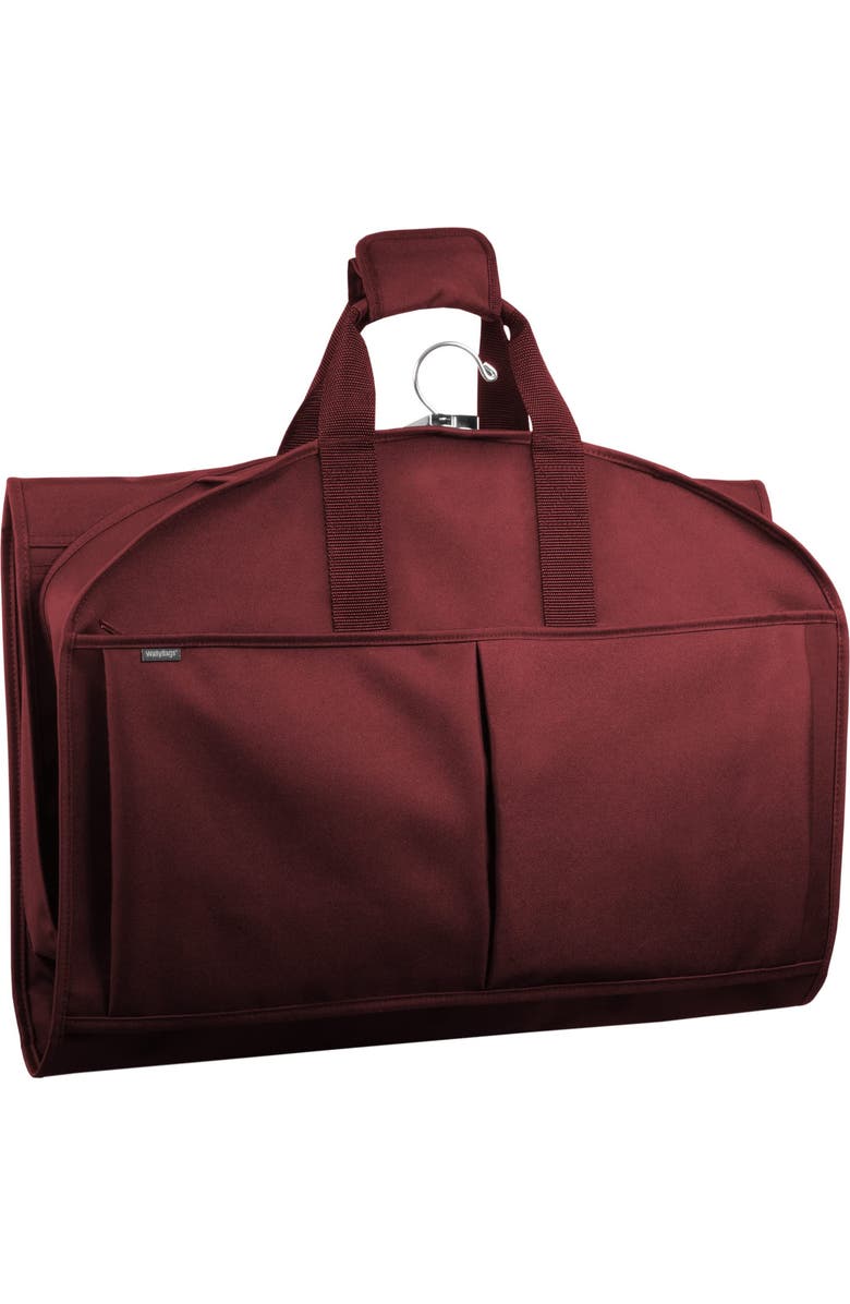 Wallybags 48" Deluxe Tri-Fold Travel Garment Bag with three pockets, Main, color, Merlot