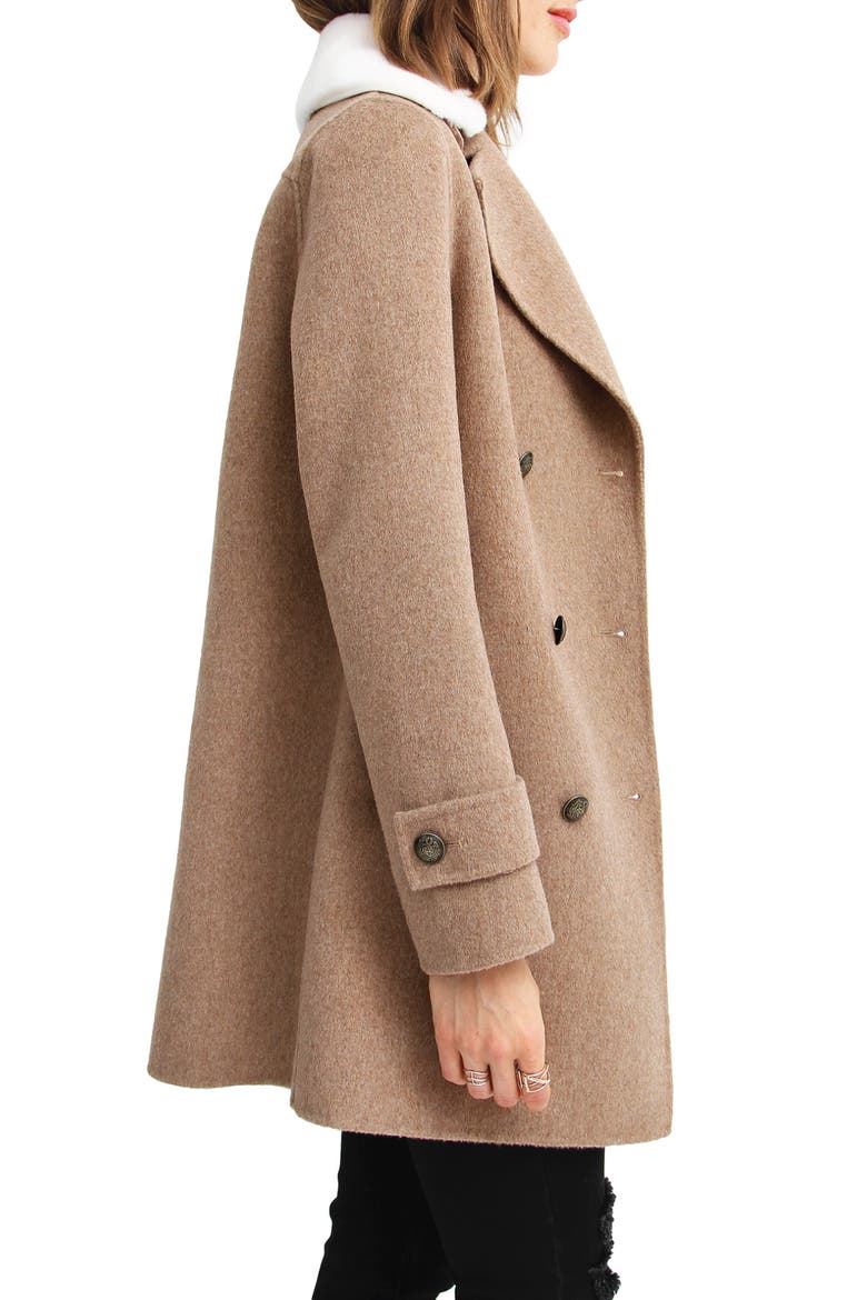 BELLE AND BLOOM Liberty Faux Shearling Collar Wool Blend Coat, Alternate, color, OAT