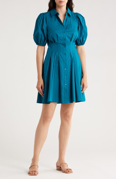 Puff Sleeve Cotton Shirtdress