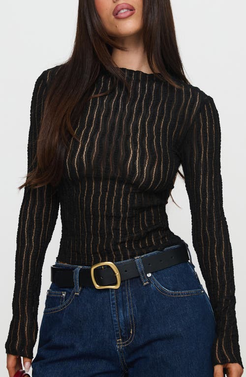 Princess Polly Padra Long Sleeve Semisheer Lace Top