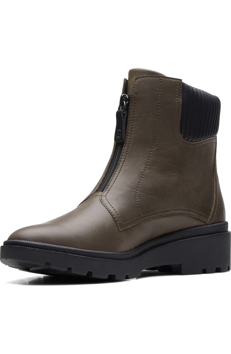Clarks<sup>®</sup> Calla Zip Waterproof Boot, Alternate, color, Dark Olive Leather