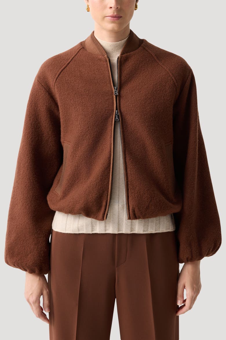 Editha Wool Blouson, Alternate, color, Brown