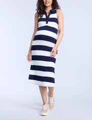 MOTHERHOOD MATERNITY Collared Sleeveless Polo Midi Dress